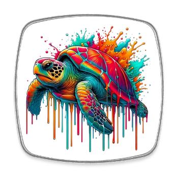 Schildkröte - Viereckiger Kühlschrankmagnet - Weiß - Vorne