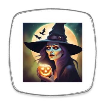 halloween, sorcière, citrouille - Magnet carré - blanc - Devant