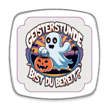 Halloween Ghost Witching Hour - Are You Ready? - Square fridge magnet - white - Front