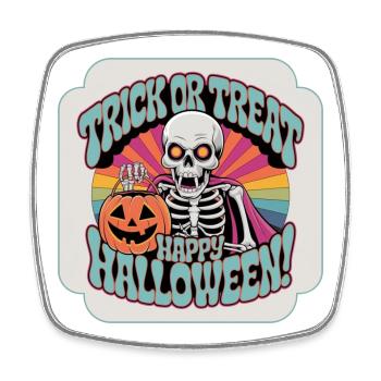 Creepy Skeleton Trick or Treat Happy Halloween - Square fridge magnet - white - Front