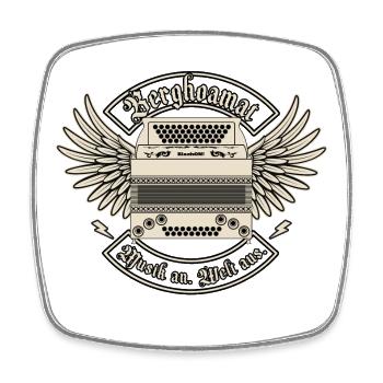 Berghoamat - Music on. | ZiachON! - Square fridge magnet - white - Front