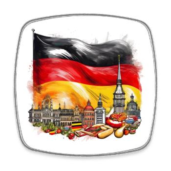German Flag and Iconic Landmarks - Square fridge magnet - white - Front