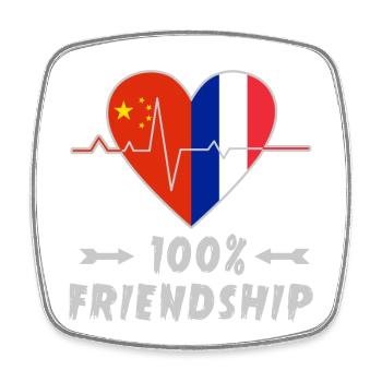 China and France 100% friendship - Square fridge magnet - white - Front