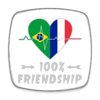 Brazil and France 100% friendship - Square fridge magnet - white - Front
