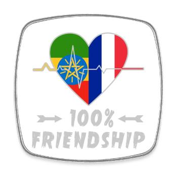 Ethiopia and France 100% friendship - Square fridge magnet - white - Front