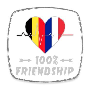 La Belgique et la France, une amitié à 100 % - Magnet carré - blanc - Devant