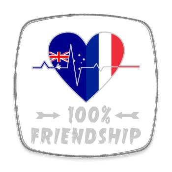 Australien und Frankreich 100% Freundschaft - Viereckiger Kühlschrankmagnet - Weiß - Vorne