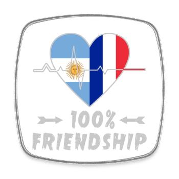 Argentina and France 100% friendship - Square fridge magnet - white - Front
