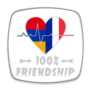 Armenia and France 100% friendship - Square fridge magnet - white - Front