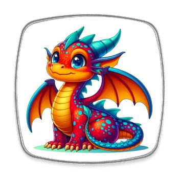 Drache - Viereckiger Kühlschrankmagnet - Weiß - Vorne
