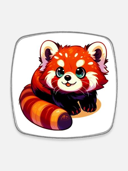 Red panda - Square fridge magnet - white