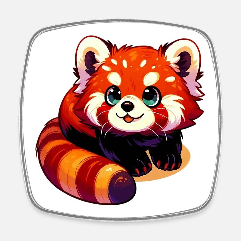 Kleiner Panda - Viereckiger Kühlschrankmagnet - Weiß
