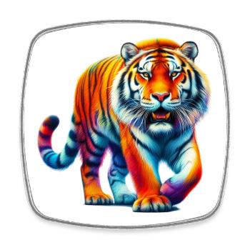 Tiger - Viereckiger Kühlschrankmagnet - Weiß - Vorne