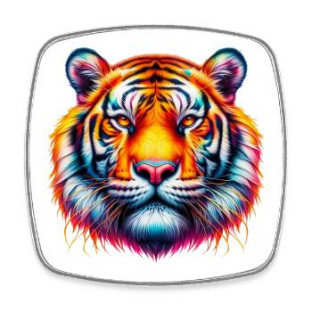 Tiger - Viereckiger Kühlschrankmagnet - Weiß - Vorne