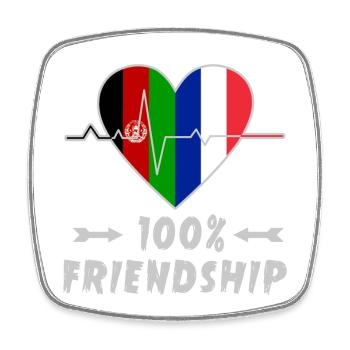 Afghanistan und Frankreich 100% Freundschaft - Viereckiger Kühlschrankmagnet - Weiß - Vorne