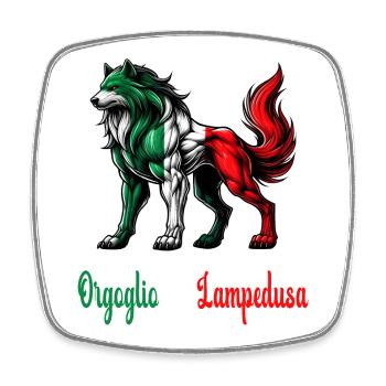 Le drapeau italien de la fierté de Lampedusa - Magnet carré - blanc - Devant