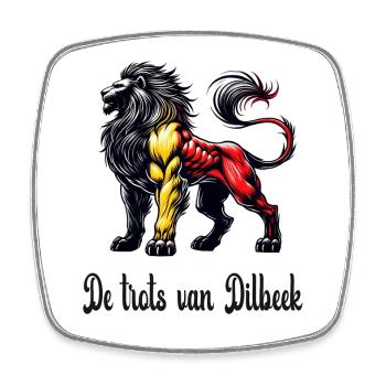 Motif du drapeau lion de Dilbeek - Magnet carré - blanc - Devant