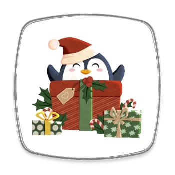 Le pingouin vous souhaite un joyeux Noël - Magnet carré - blanc - Devant