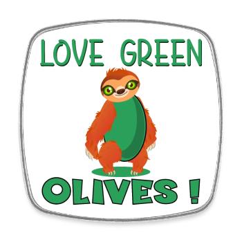 OLIVES VERTES D’AMOUR - ANIMAL PARESSEUX - Magnet carré - blanc - Devant