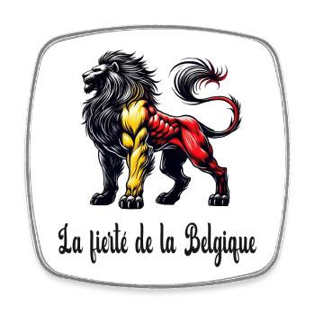 Belgium lion flag design - Square fridge magnet - white - Front