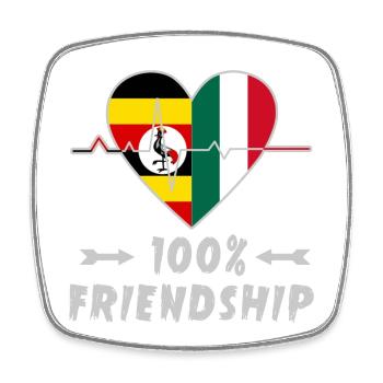 Uganda and Italy 100% friendship - Square fridge magnet - white - Front