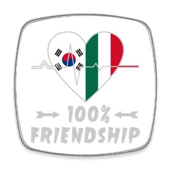 Südkorea und Italien 100% Freundschaft - Viereckiger Kühlschrankmagnet - Weiß - Vorne