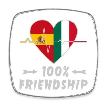 Spain and Italy 100% friendship - Square fridge magnet - white - Front