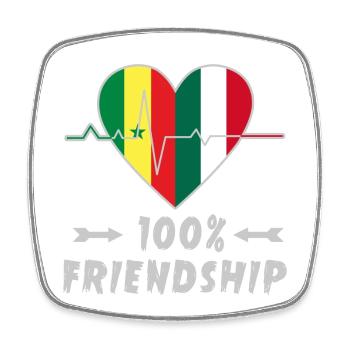 Senegal and Italy 100% friendship - Square fridge magnet - white - Front