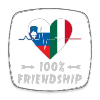 Slovenia and Italy 100% friendship - Square fridge magnet - white - Front