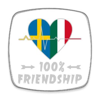 Sweden and Italy 100% friendship - Square fridge magnet - white - Front