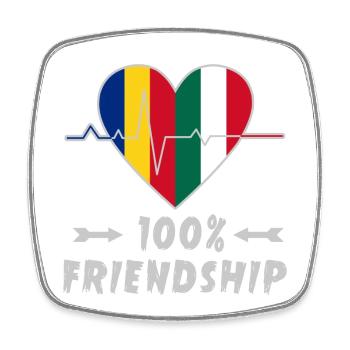 Romania and Italy 100% friendship - Square fridge magnet - white - Front