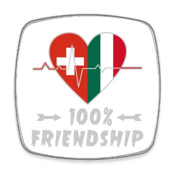 Switzerland and Italy 100% friendship - Square fridge magnet - white - Front