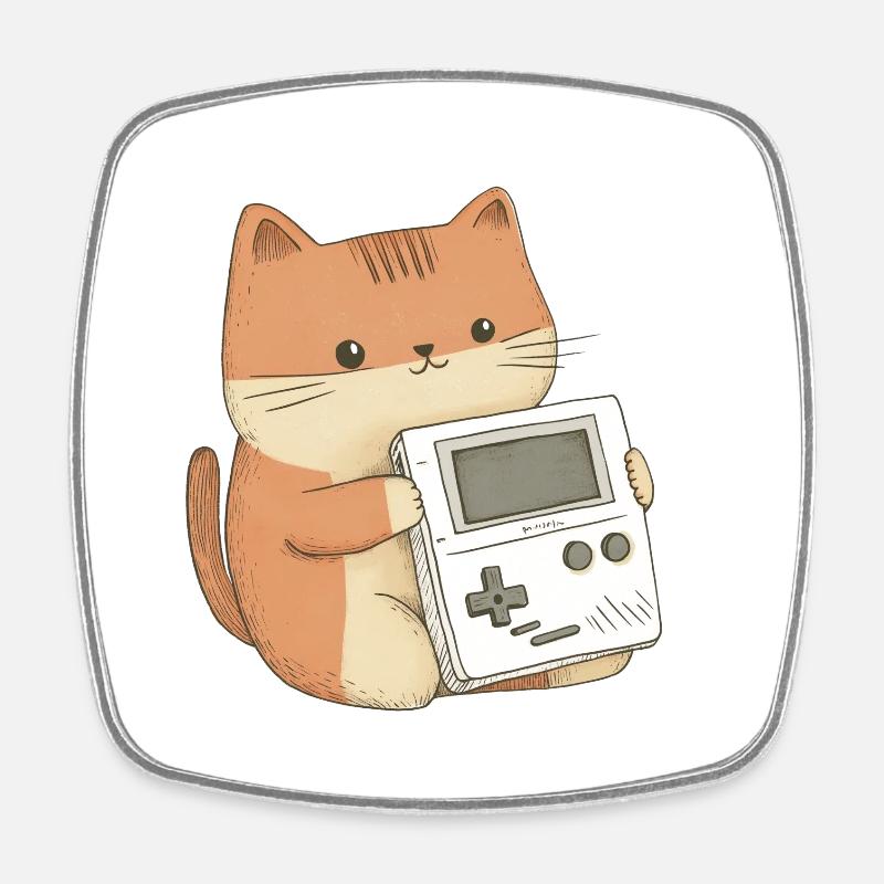 Geek cat - Magnet carré - blanc