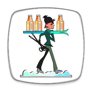 Apres-Ski Skifahrerin - BIER - Viereckiger Kühlschrankmagnet - Weiß - Vorne