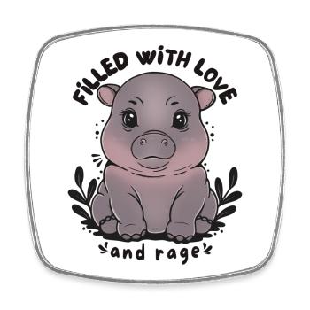 Hippo Filled with Love and Rage - Square fridge magnet - white - Front