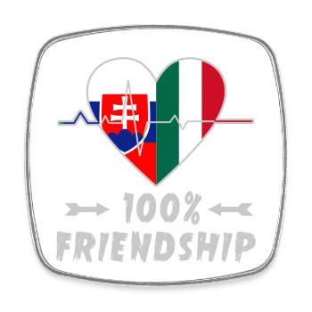 Slowakei und Italien 100% Freundschaft - Viereckiger Kühlschrankmagnet - Weiß - Vorne