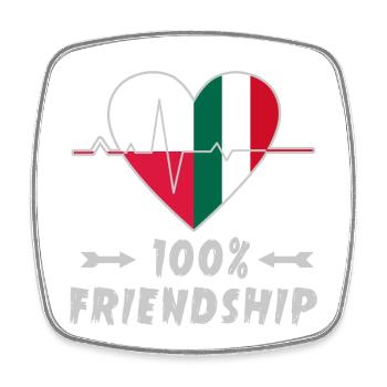 Poland and Italy 100% friendship - Square fridge magnet - white - Front