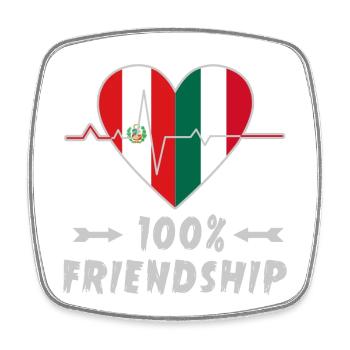 Peru and Italy 100% friendship - Square fridge magnet - white - Front