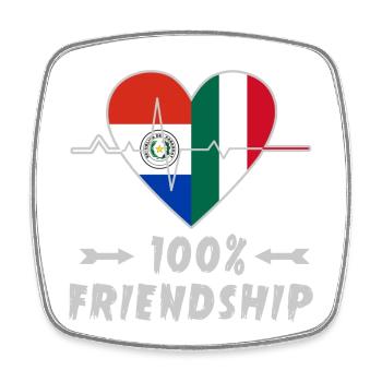 Paraguay and Italy 100% friendship - Square fridge magnet - white - Front