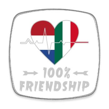 Netherlands and Italy 100% friendship - Square fridge magnet - white - Front