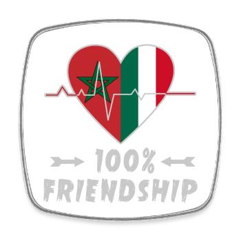 Morocco and Italy 100% friendship - Square fridge magnet - white - Front