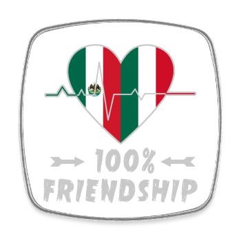 Mexico and Italy 100% friendship - Square fridge magnet - white - Front
