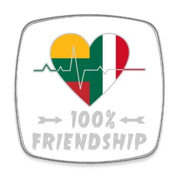 Lithuania and Italy 100% friendship - Square fridge magnet - white - Front