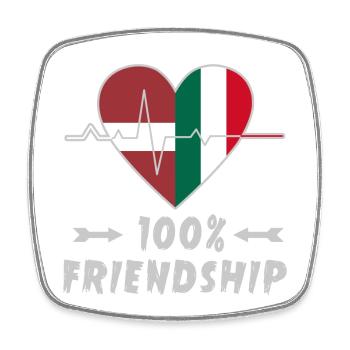 Latvia and Italy 100% friendship - Square fridge magnet - white - Front