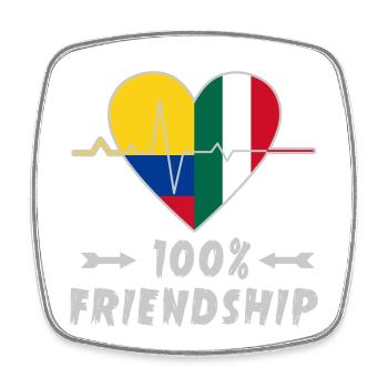 Kolumbien und Italien 100% Freundschaft - Viereckiger Kühlschrankmagnet - Weiß - Vorne