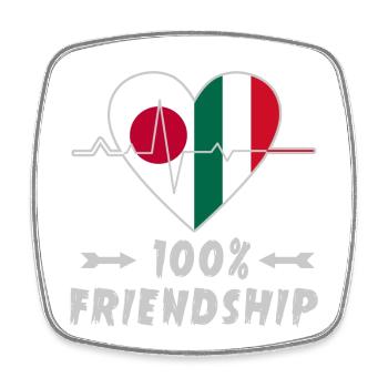 Japan and Italy 100% friendship - Square fridge magnet - white - Front