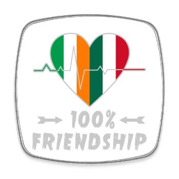 Irland und Italien 100% Freundschaft - Viereckiger Kühlschrankmagnet - Weiß - Vorne