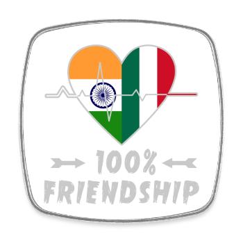 India and Italy 100% friendship - Square fridge magnet - white - Front