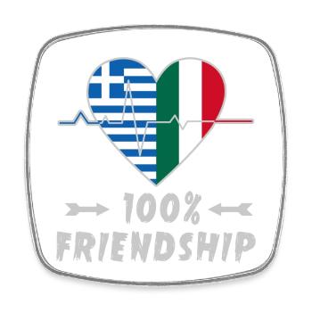 Greece and Italy 100% friendship - Square fridge magnet - white - Front