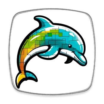 Dolphin - Square fridge magnet - white - Front